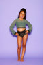 Hollaback Crop Top and Bra - Olive - Ready To Ship