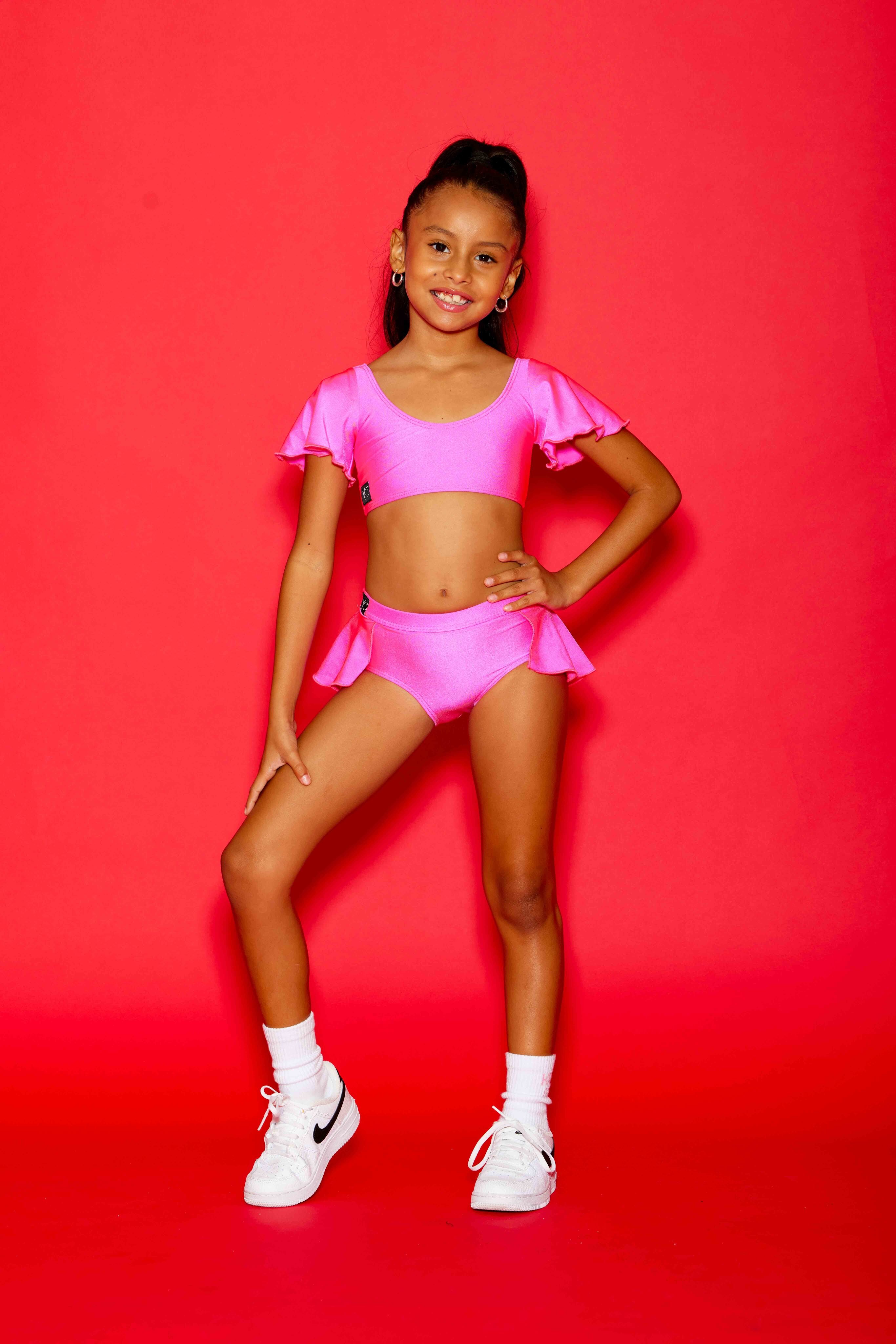 Flutter Bra Top - Tropical Pink - Ready To Ship