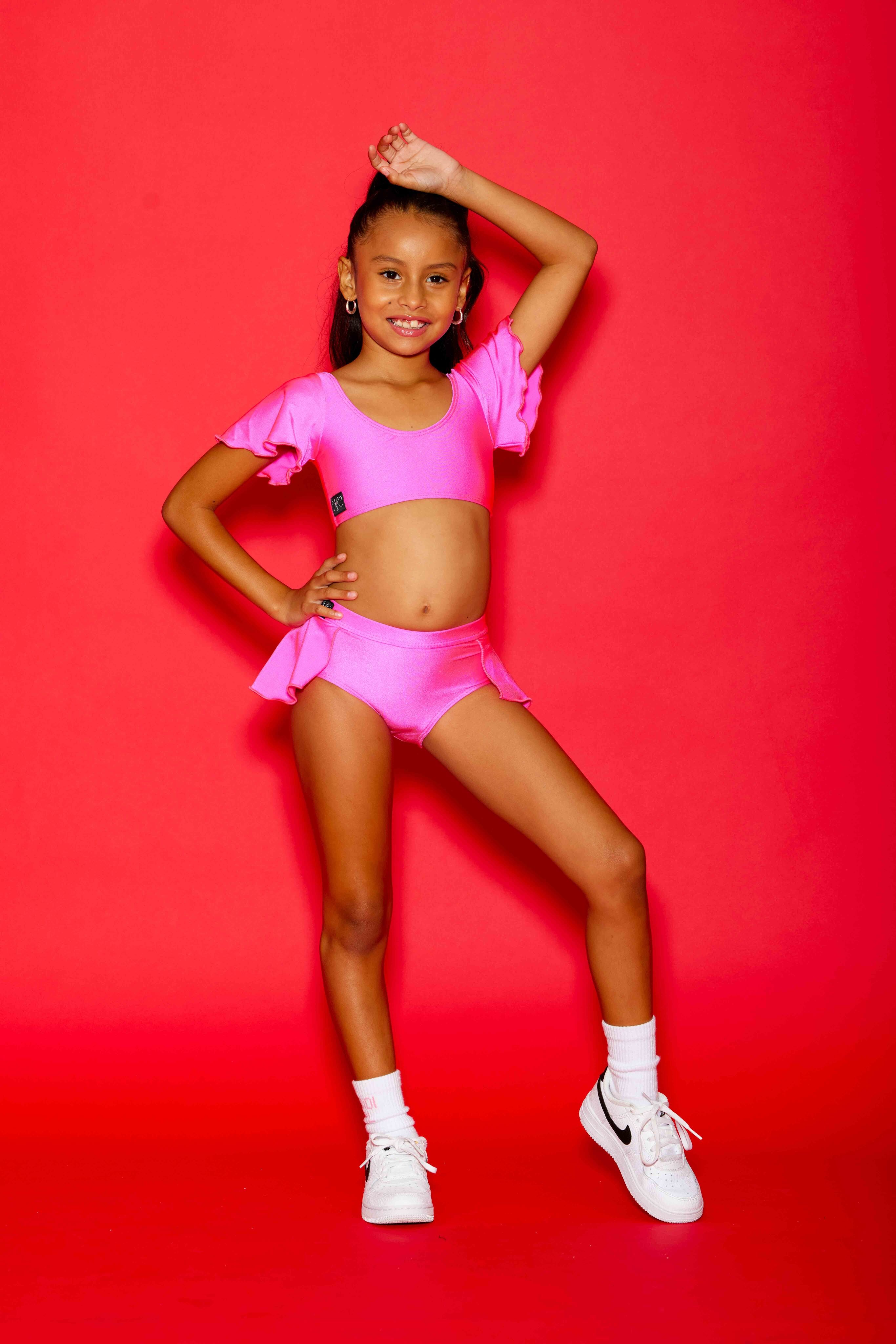 Flutter Bra Top - Tropical Pink - Ready To Ship