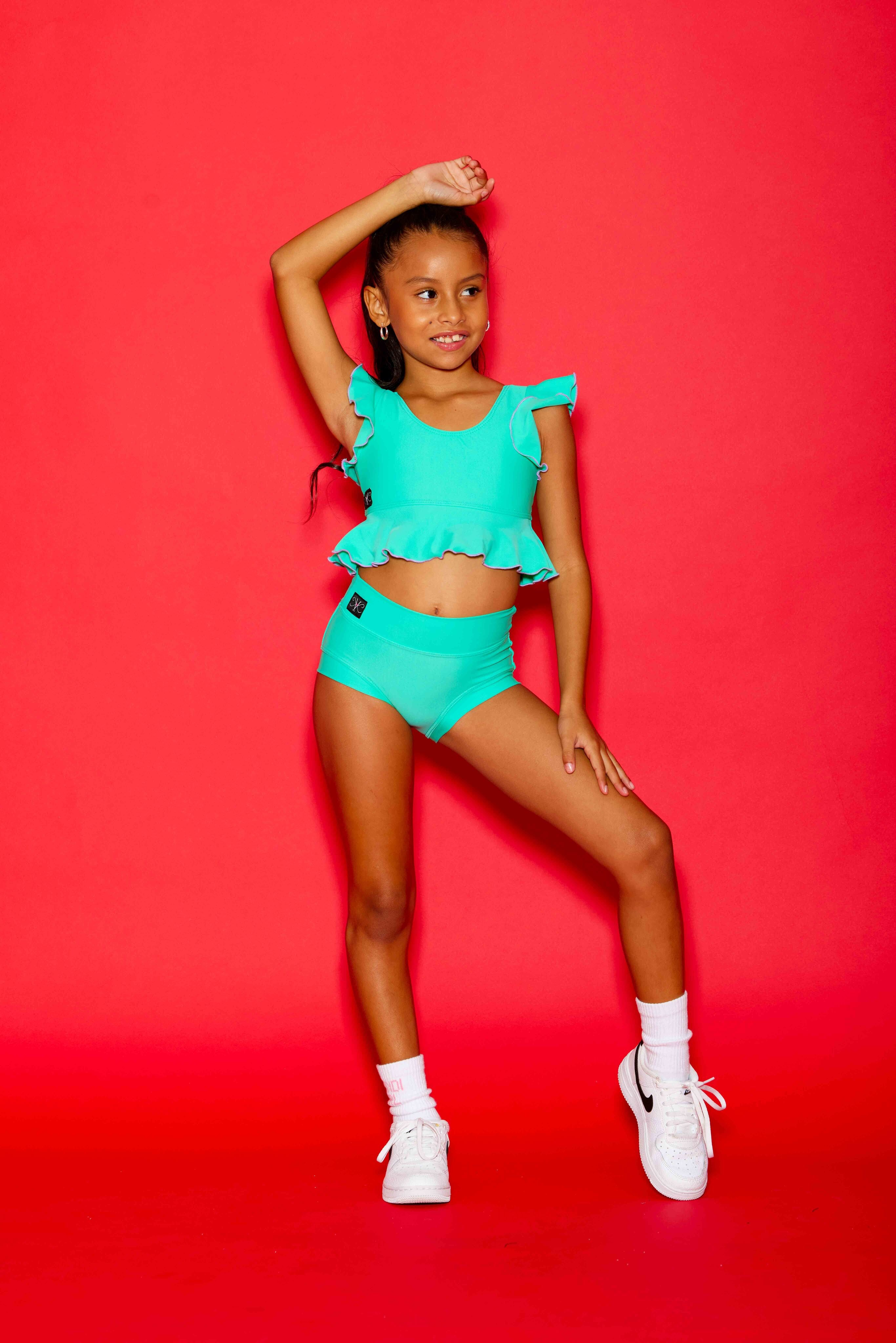 All Dolled Up Crop Top - Mint/Lilac - Ready To Ship