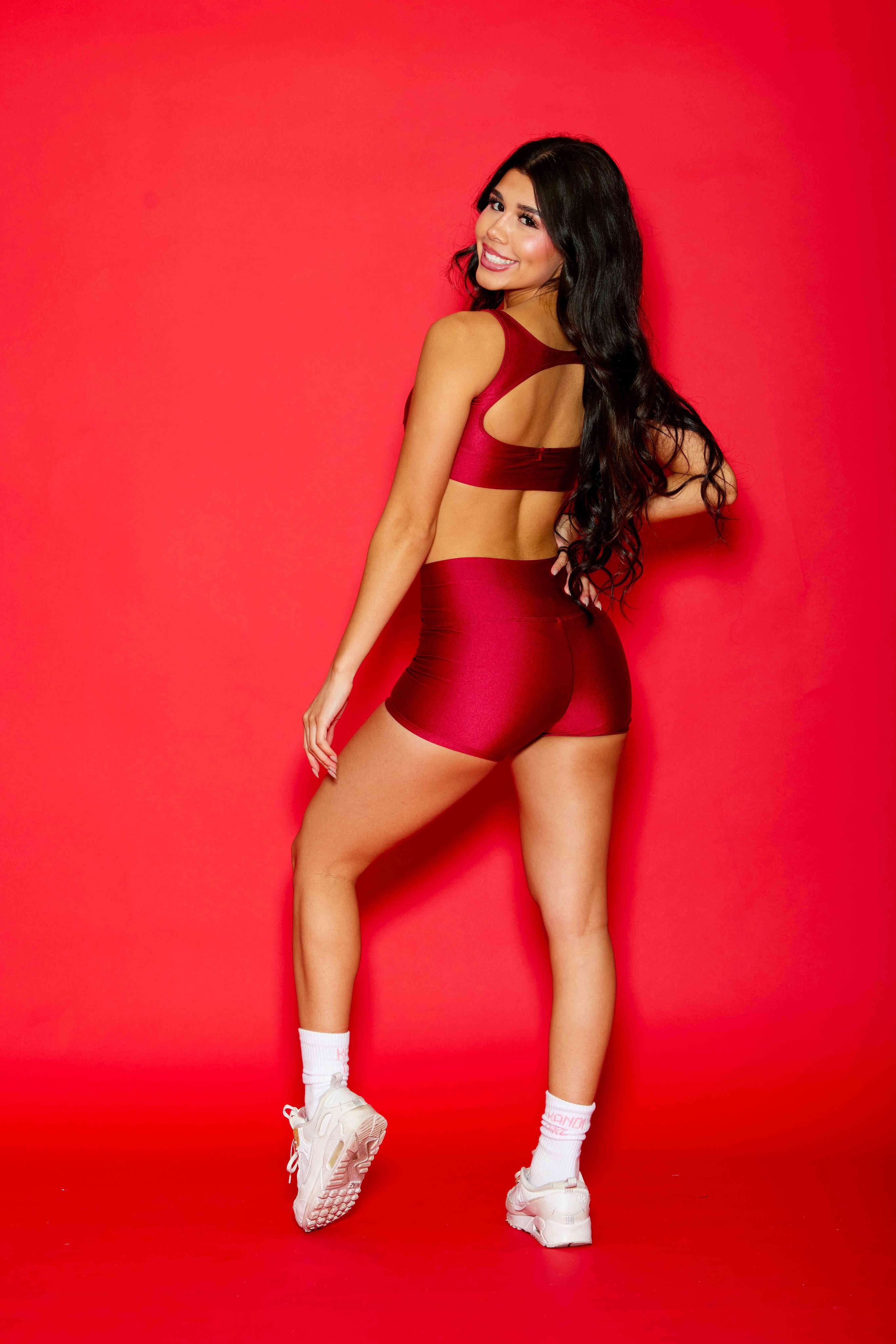 Win Win Bra Top - Maroon Shiny - Ready To Ship