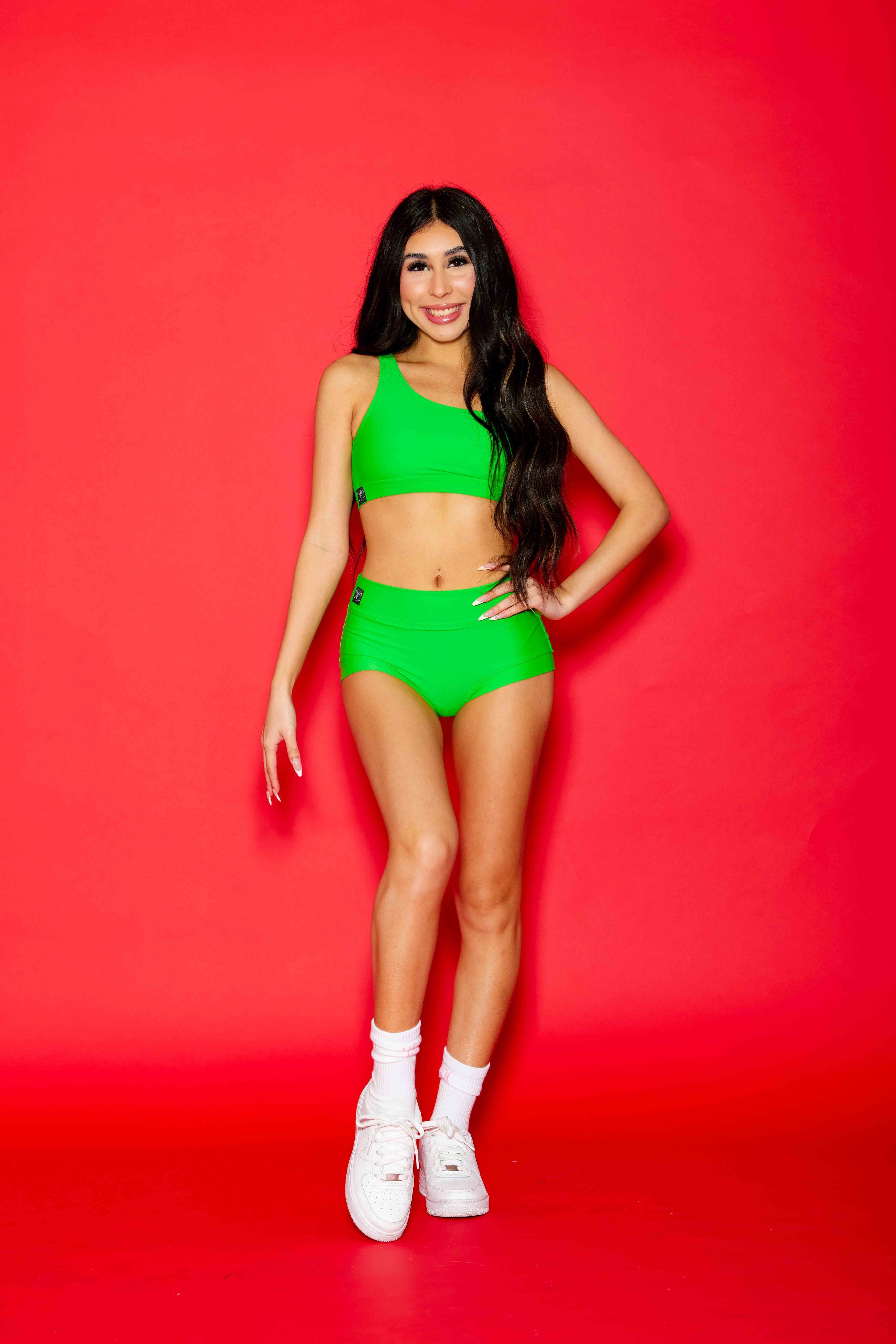 Cross the Line Bra Top - Kelley Green - Ready To Ship