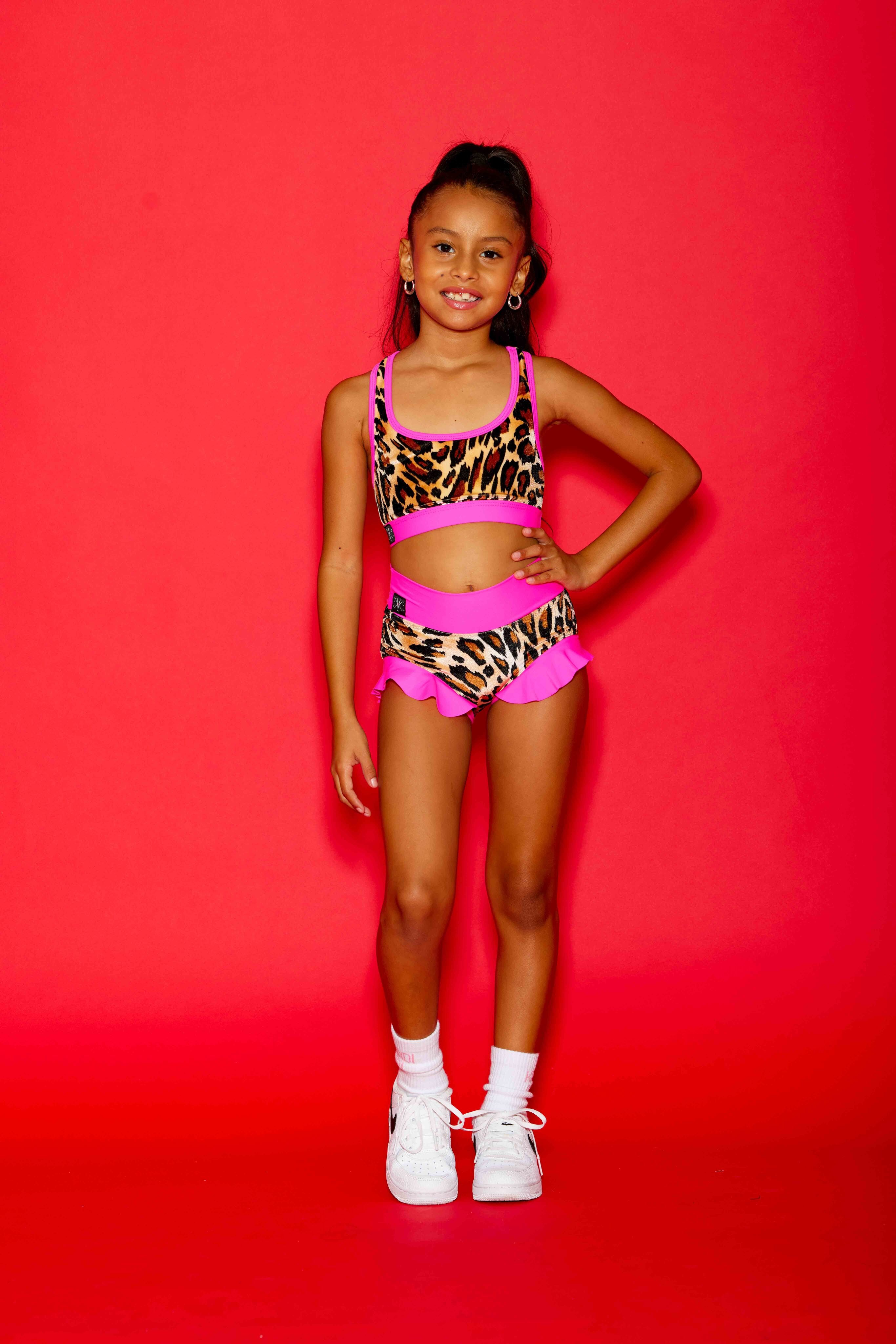 Lolita Bra Top - Jungle Velvet/Neon Pink - Ready To Ship