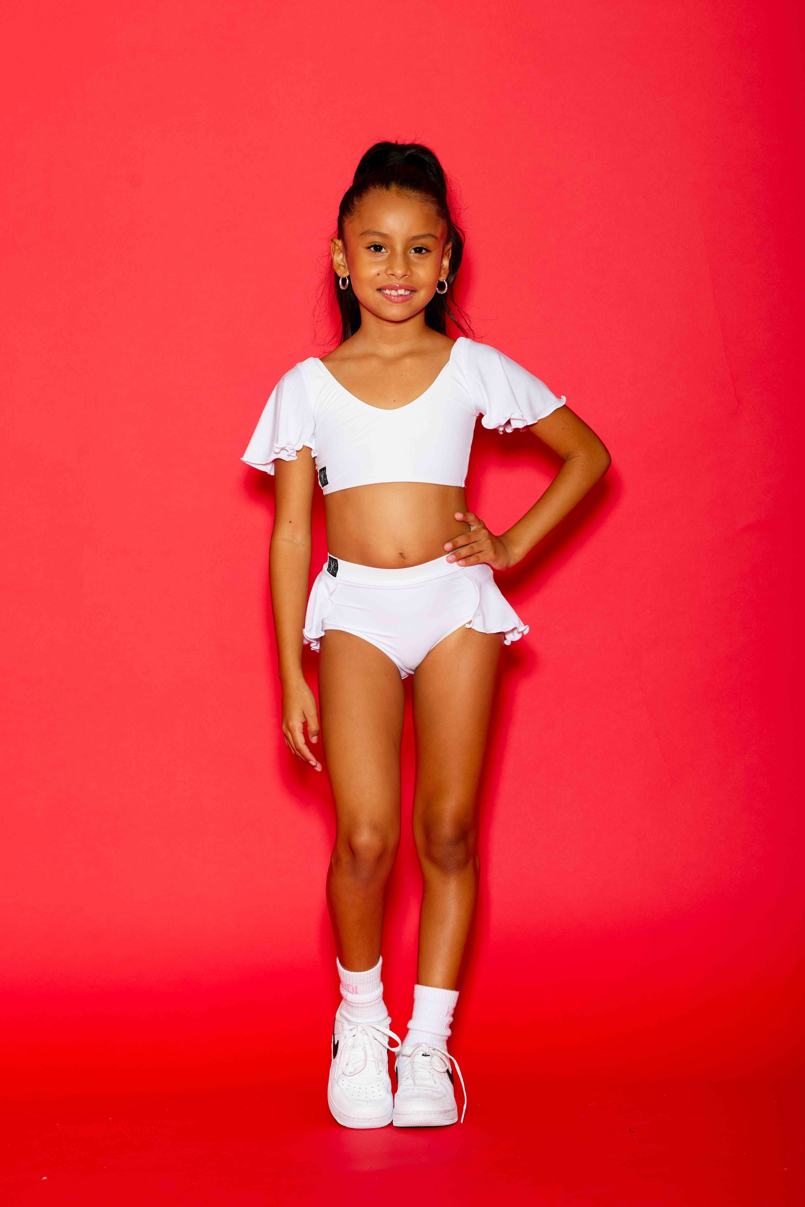 Flutter Glitter Brief - White Glitter - Ready To Ship