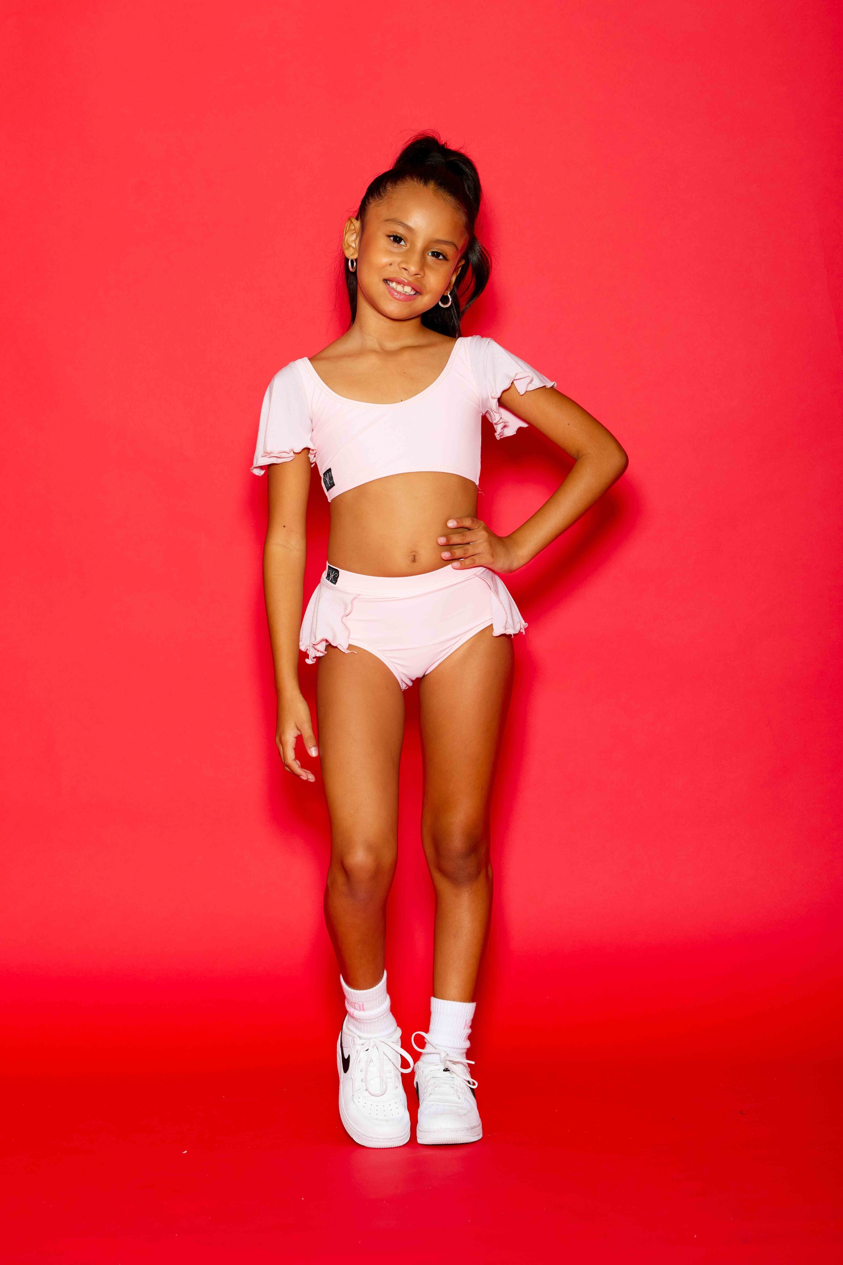 Flutter Glitter Bra Top - Baby Pink Glitter - Ready To Ship