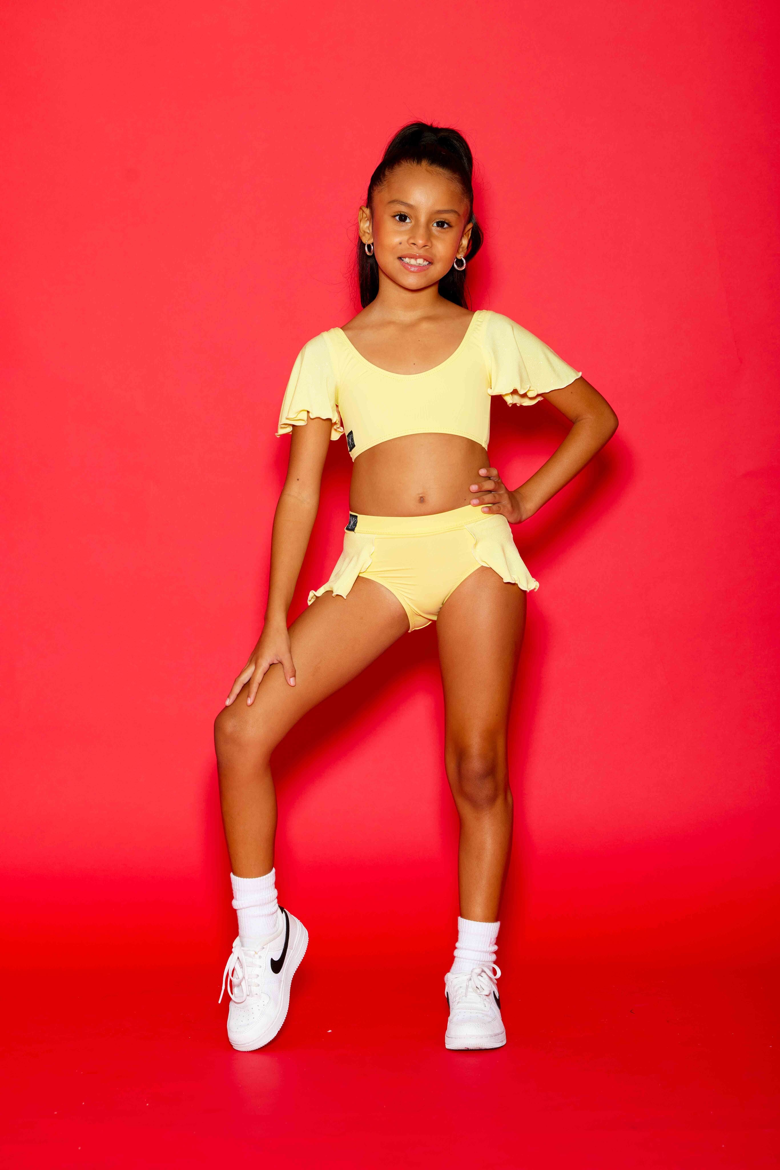 Flutter Glitter Brief - Belle Yellow Glitter - Ready To Ship