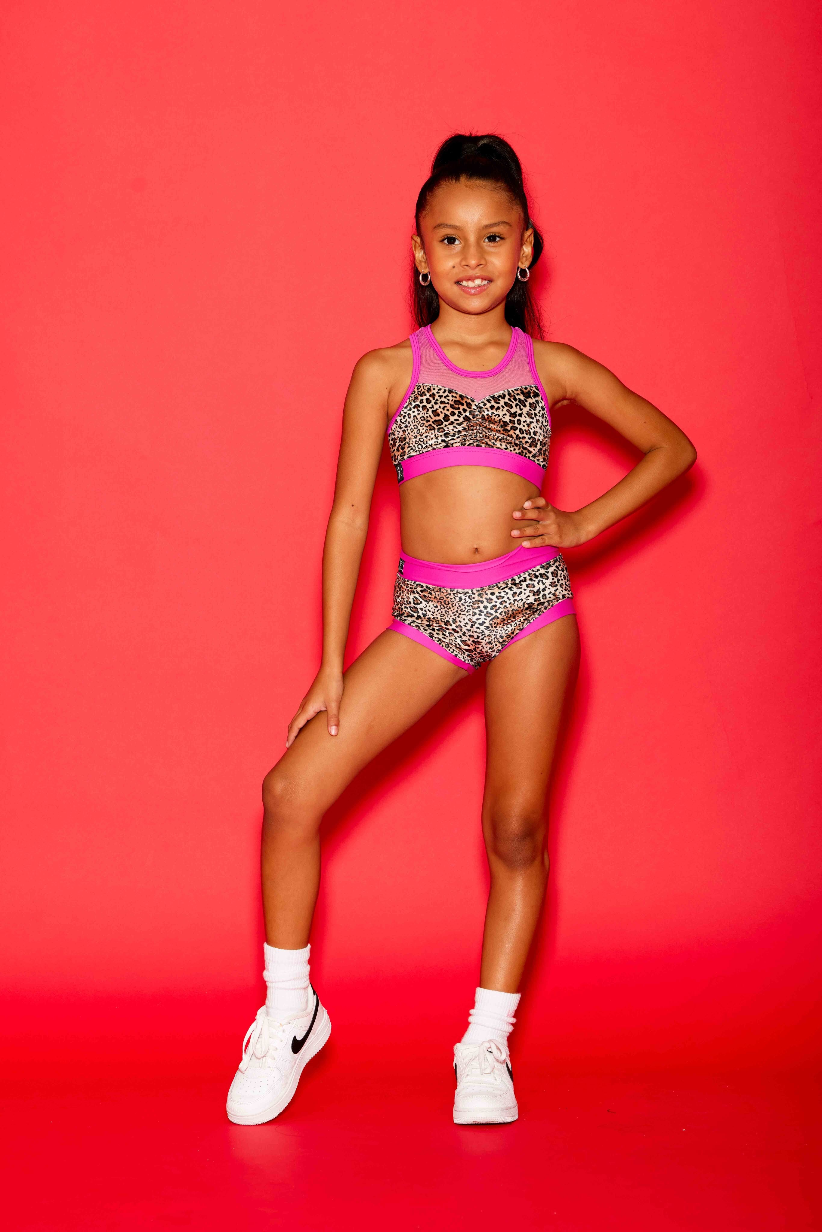 Cheetah Girl Bra Top - Couture Cheetah Velvet/Fuchsia - Ready to Ship