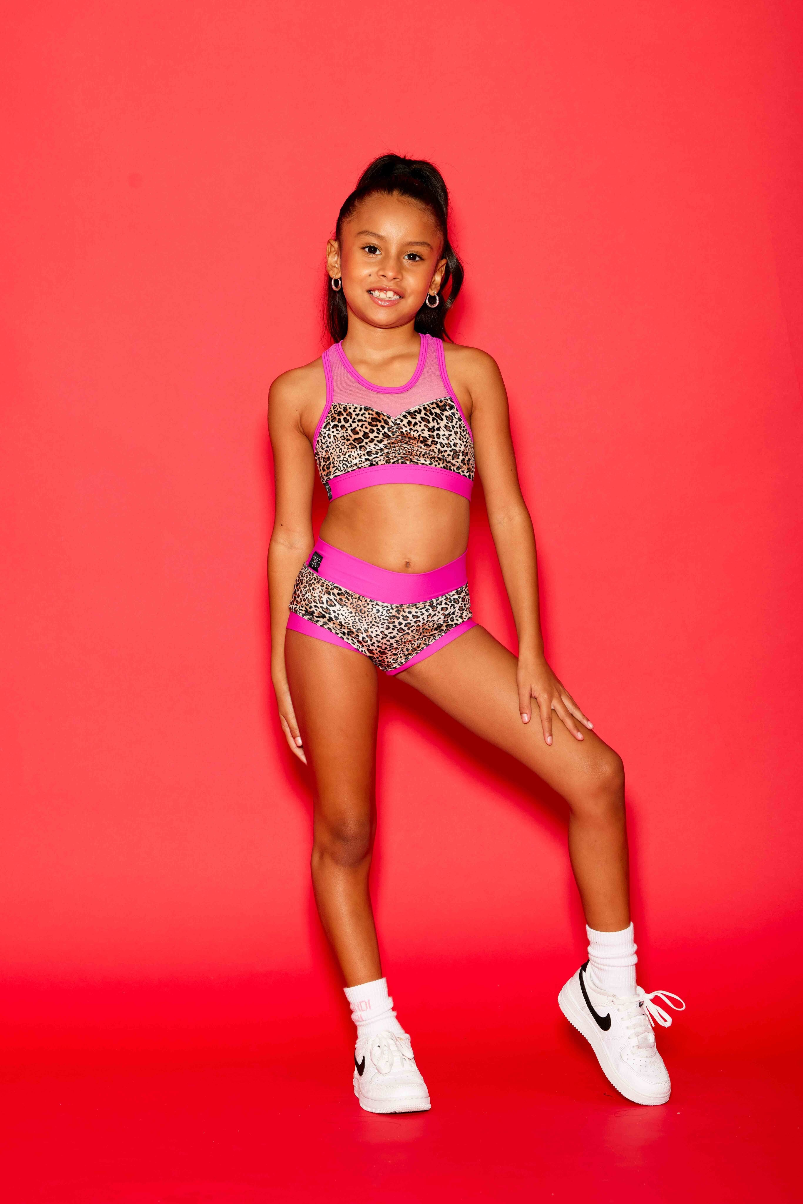 Cheetah Girl Bra Top - Couture Cheetah Velvet/Fuchsia - Ready to Ship