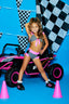 Ready, Set, Dash Bra Top - B/W Checkered/Neon Pink/Black - Ready to Ship