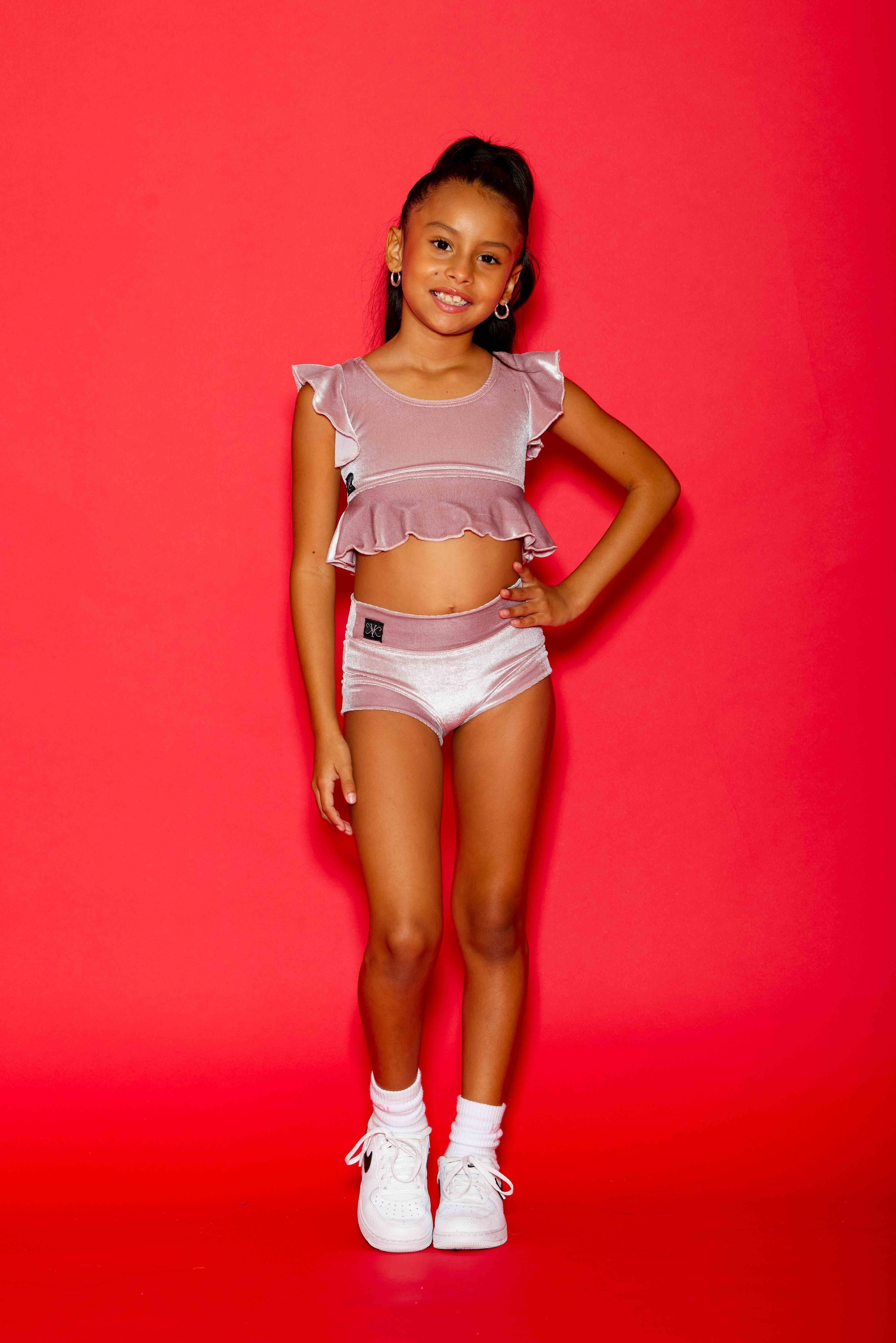 All Dolled Up Crop Top - Mauve Velvet - Ready To Ship