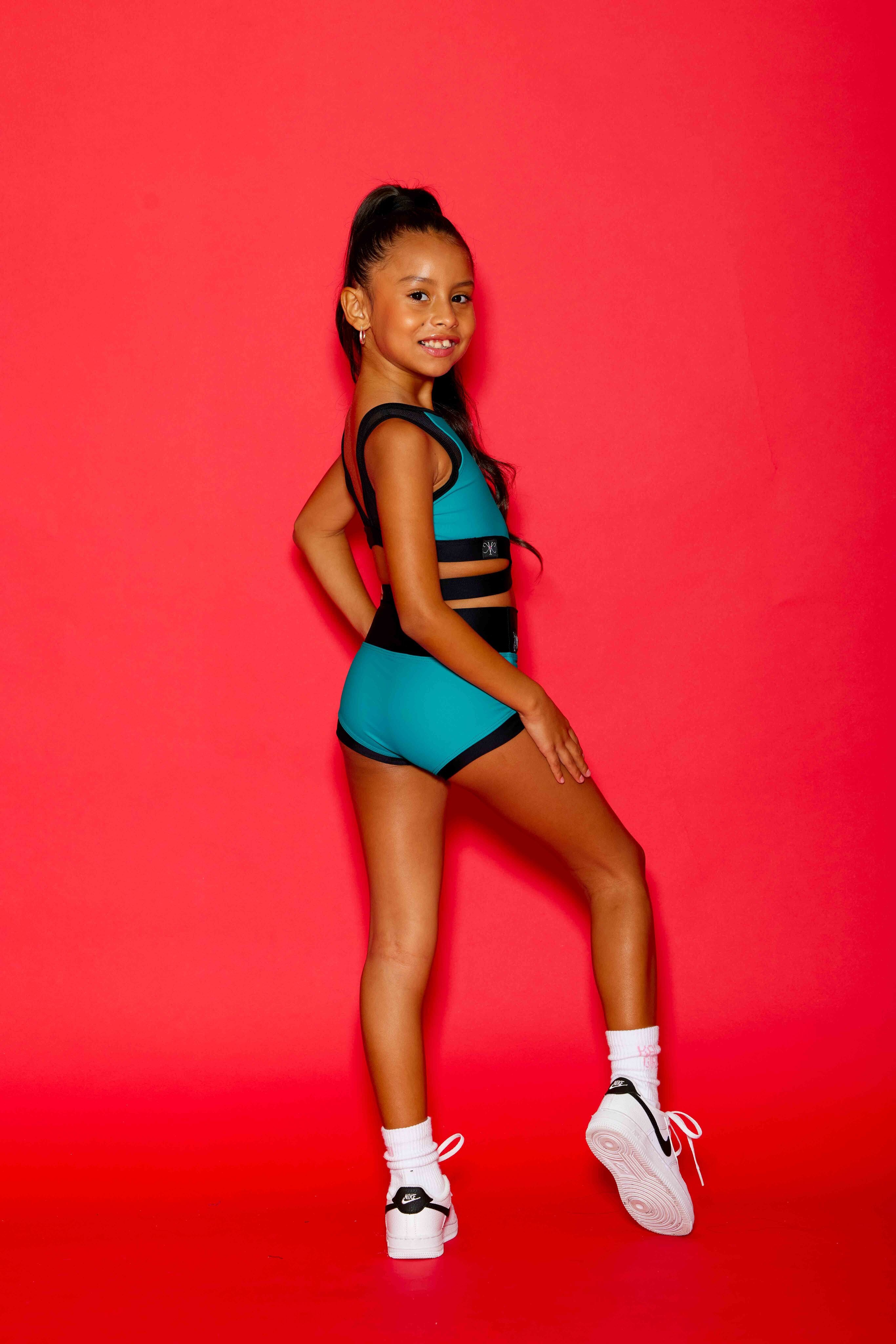 Criss Cross Bra Top - Jade/Black