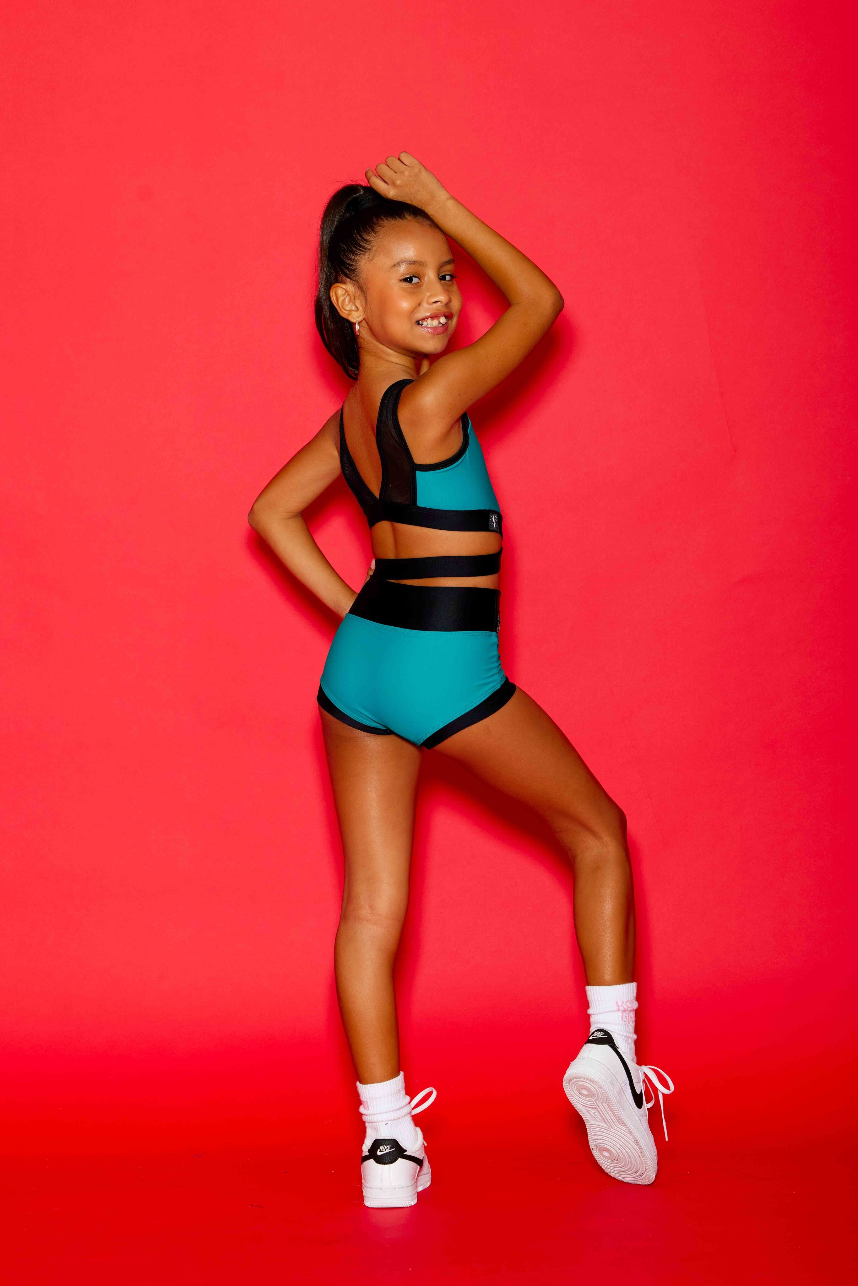 Criss Cross Bra Top - Jade/Black