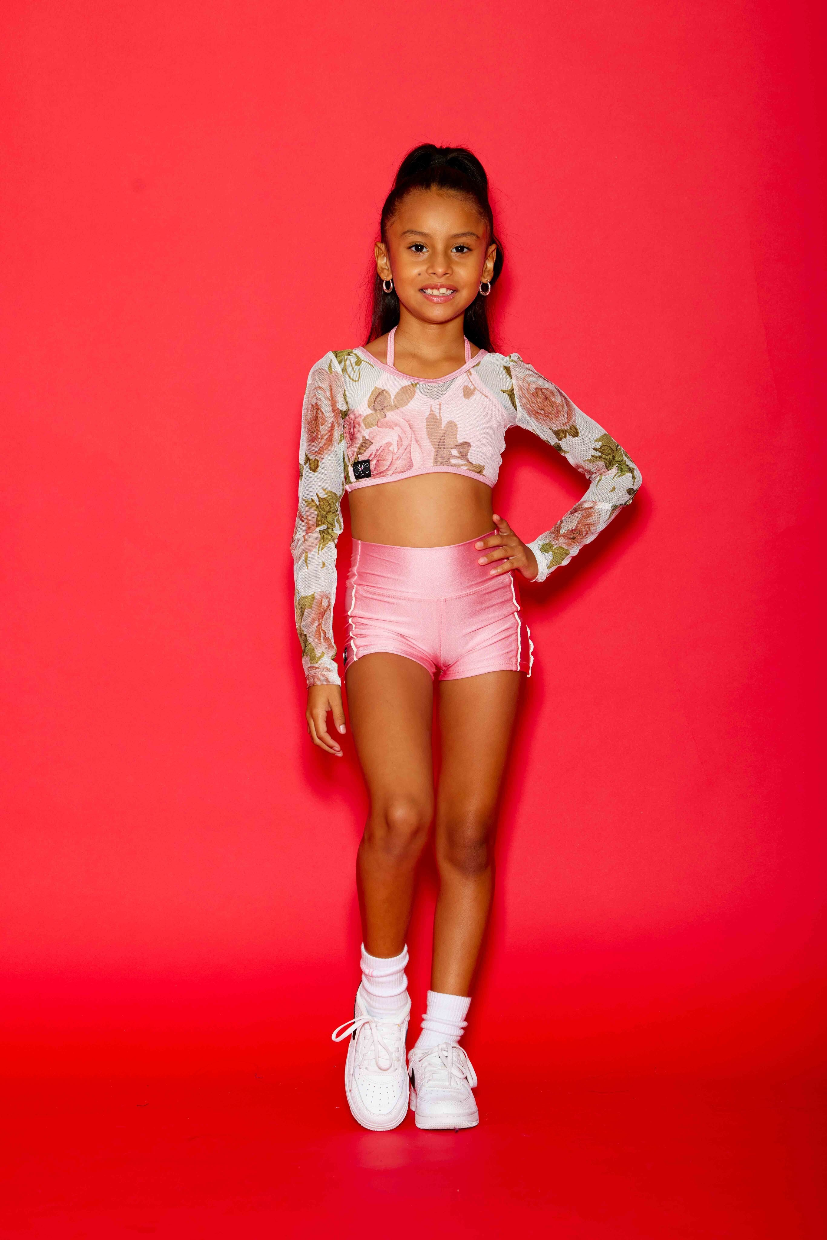 The #1 Mesh Crop Top - Mauve Blossom/French Rose - Ready To Ship