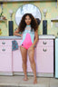 Mermaid Leotard - Neon Pink/Sky Blue - Ready To Ship