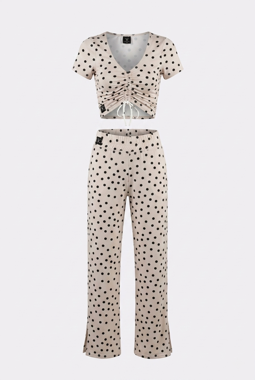 5th Ave Pant - Sand/Black Polka Dot