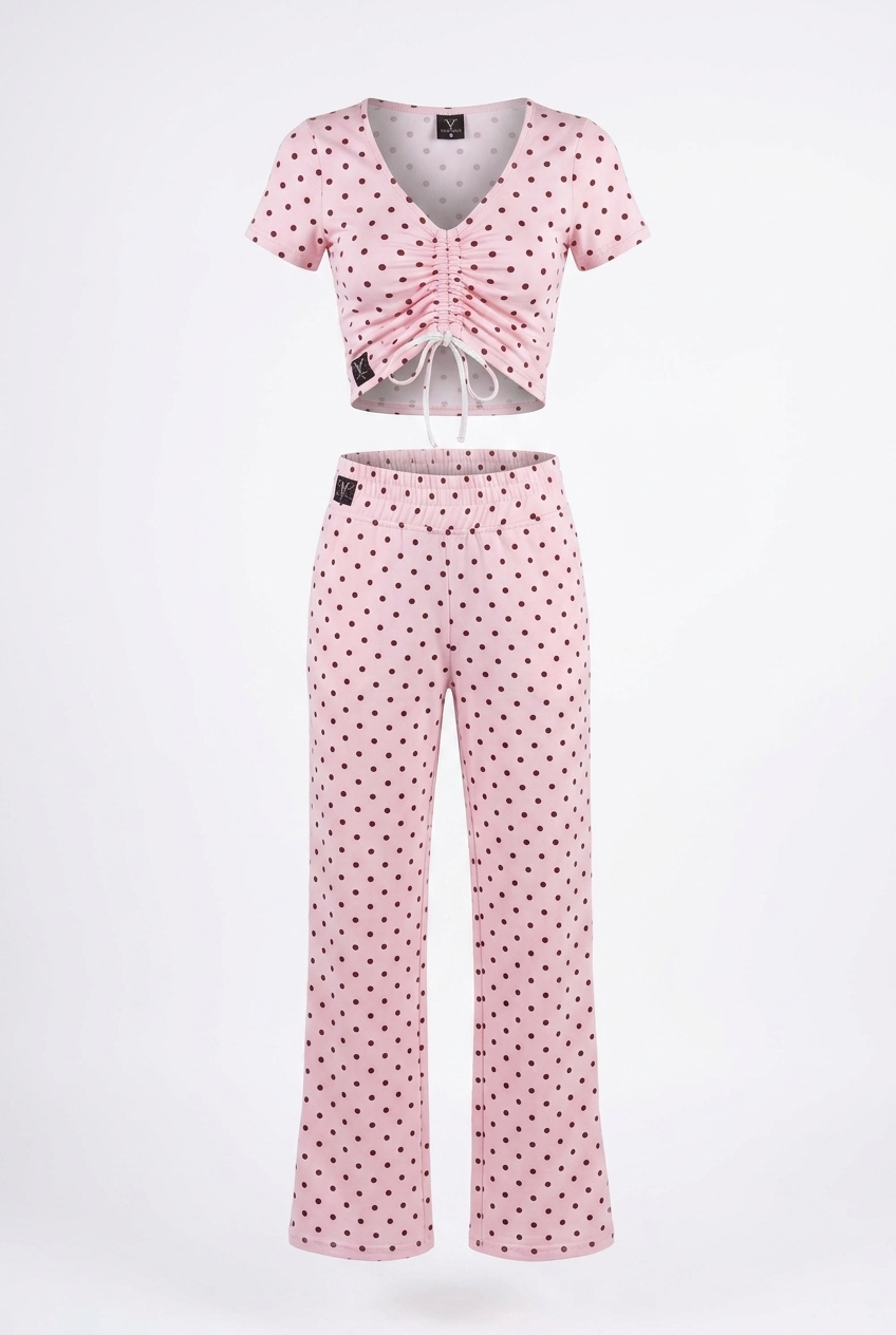 5th Ave Pant - Pink/Brown Polka Dot